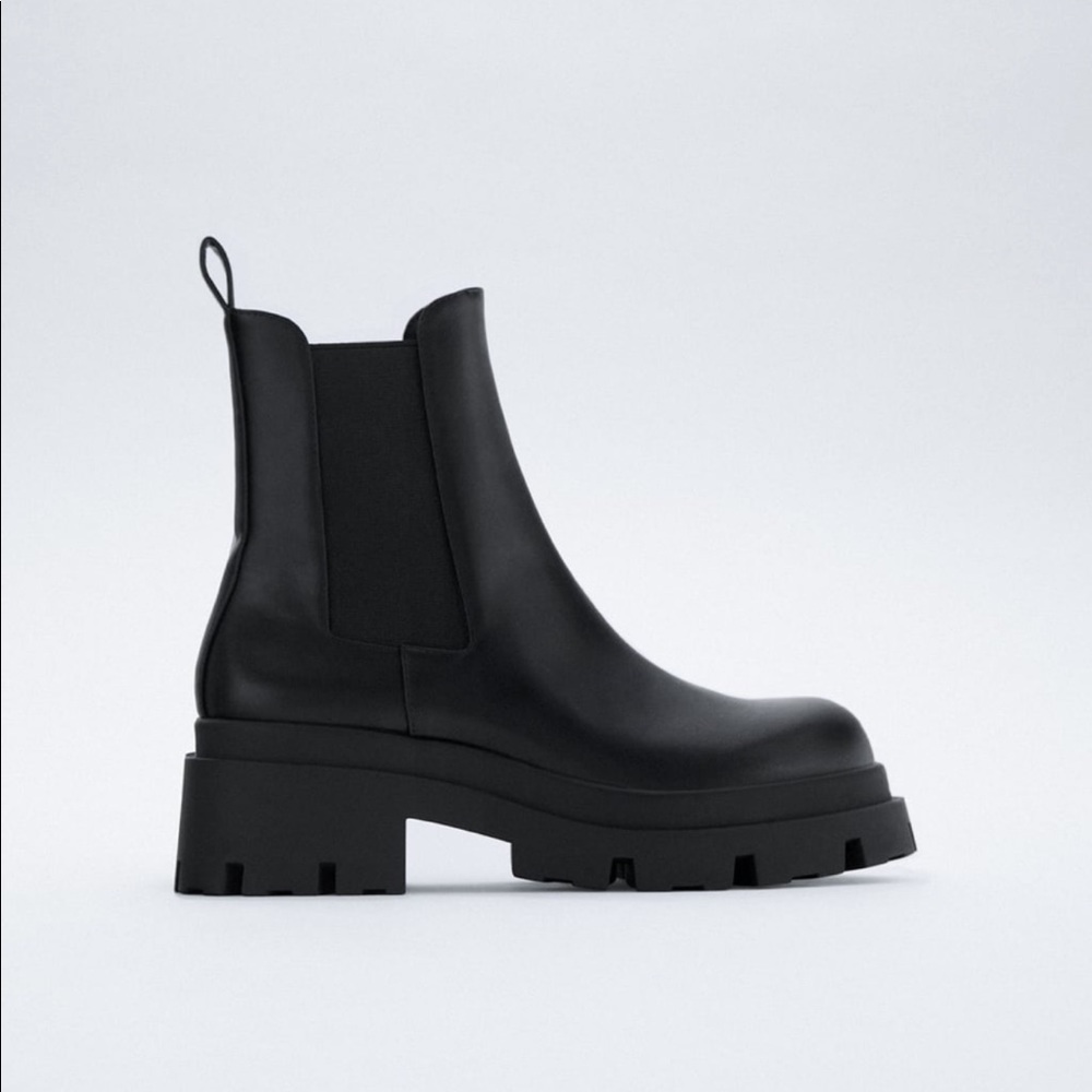Zara Low Heeled Lug Sole Ankle Boot